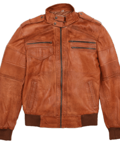 Kyle Brown Biker Leather Jacket For Men