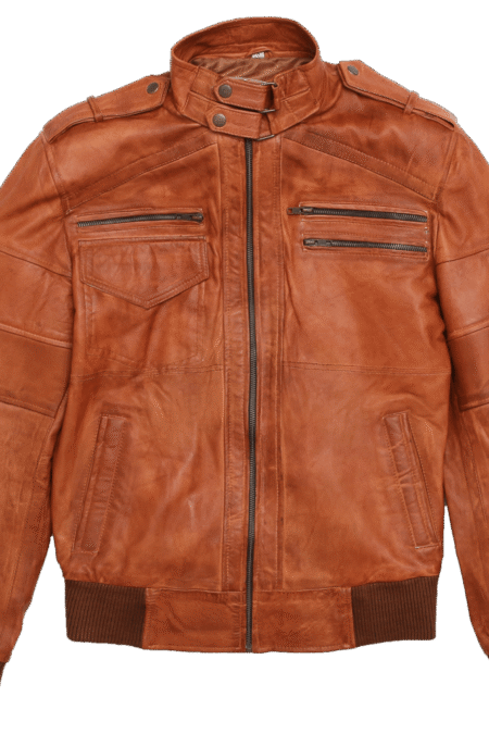 Kyle Brown Biker Leather Jacket For Men