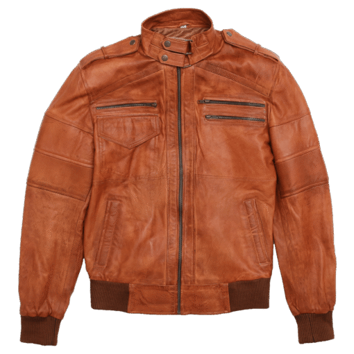 Kyle Brown Biker Leather Jacket For Men