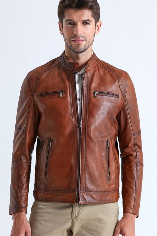 Austin Leather Jacket for Men – Brown - Image 3