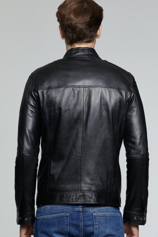 Arizona Luxe Leather Jacket for Men – Black - Image 3