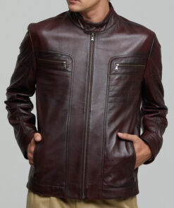 Bordeaux George Men’s Leather Jacket