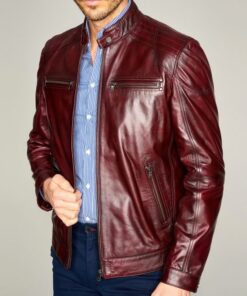 Claret Red Maxim Men’s Leather Jacket