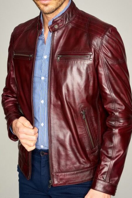 Claret Red Maxim Men’s Leather Jacket