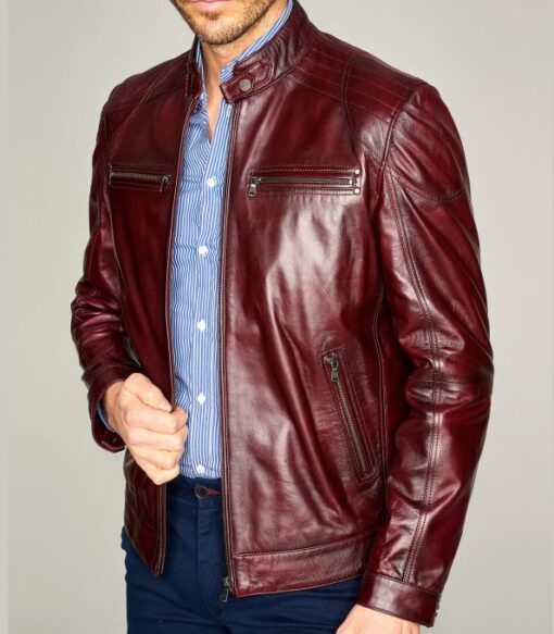 Claret Red Maxim Men’s Leather Jacket