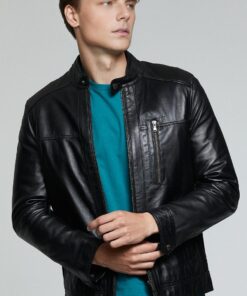 Alternative view of Arizona Luxe Leather Jacket for Men – Black