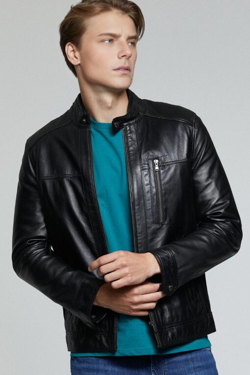 Arizona Luxe Leather Jacket for Men – Black - Image 2