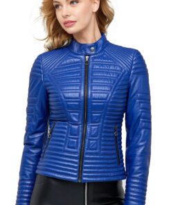 Alternative view of Baldwin Women’s Blue Leather Biker Style Jacket