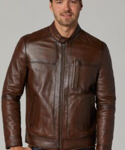 Alternative view of David Men’s Cocoa-colored Lambskin Leather Jacket