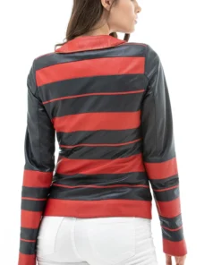 Alternative view of Alexis Navy & Red Leather Jacket For Women
