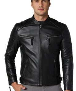 Christopher Black Leather Jacket For Men