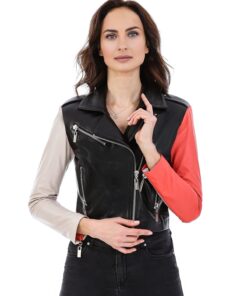 Ann Women’s 100% Real Black Leather Biker Stylish Jacket