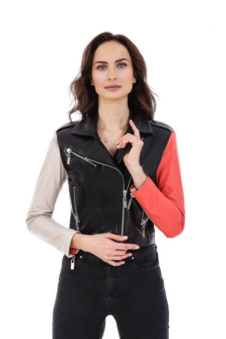 Ann Women’s 100% Real Black Leather Biker Stylish Jacket