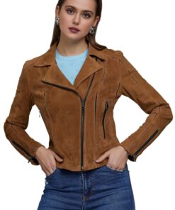 Alternative view of Barbara Women’s 100% Real Camel Brown Leather Suede Jacket