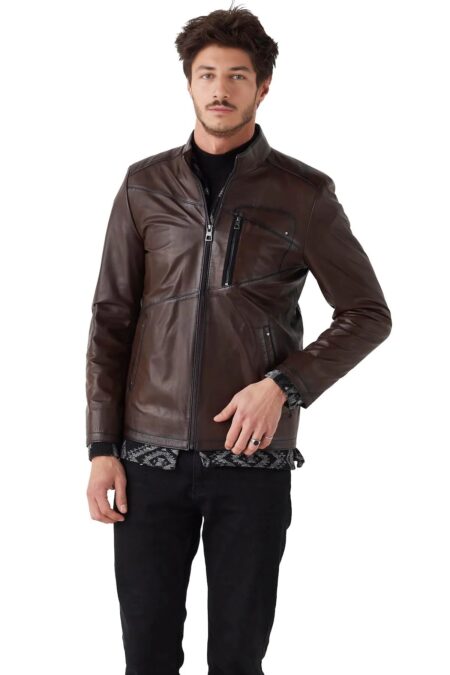 Cameron Brown Leather Stylish Jacket For Men