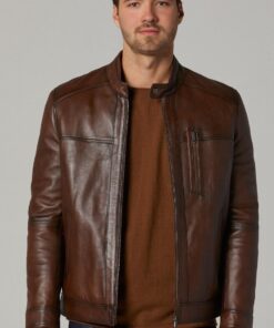 David Men’s Cocoa-colored Lambskin Leather Jacket