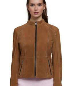 Alternative view of Adriana Lima Women’s Milk Chocolate Leather Suede Classic Jacket