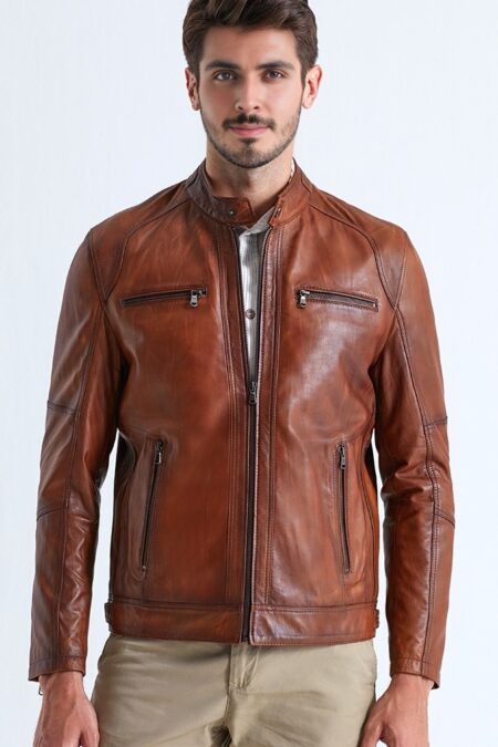 Austin Leather Jacket for Men – Brown